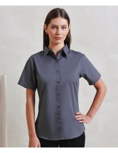 P-PR302-Womens Poplin Short Sleeve Blouse 2